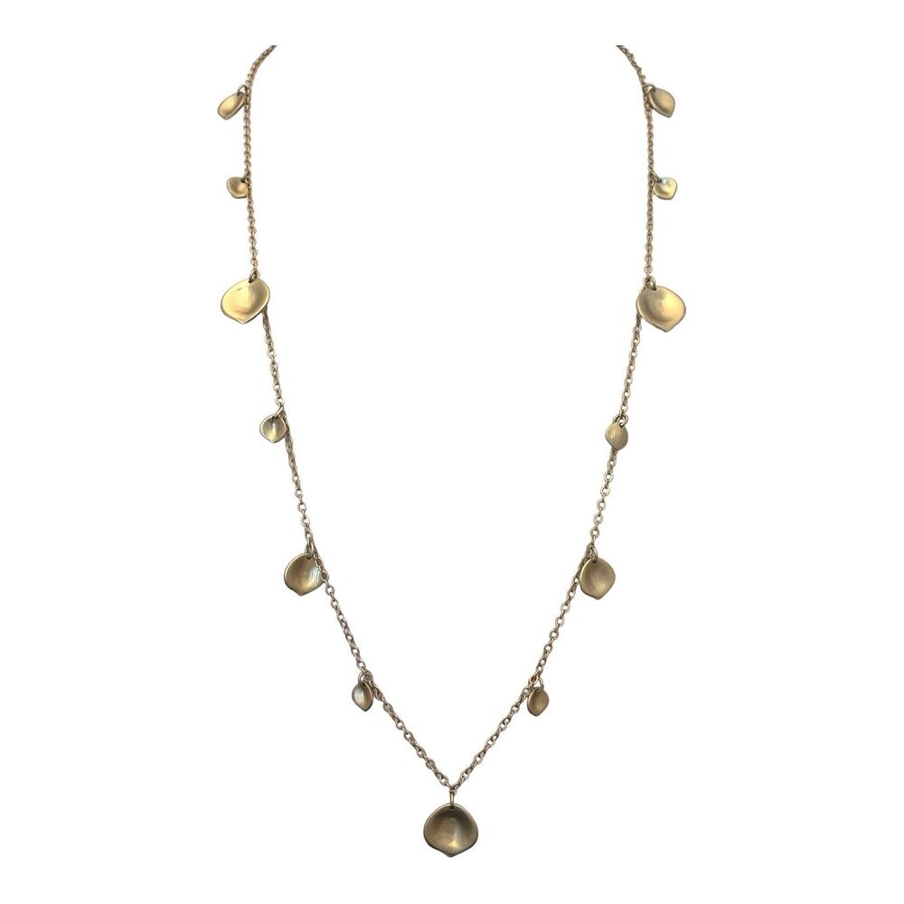 New Long Layering Necklace Matte Gold Tone Charm 36 Inch - 3E